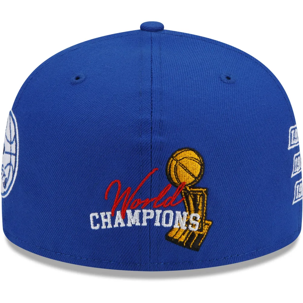 Casquette ajustée 59FIFTY pour homme New Era Royal Philadelphia 76ers 3x champions du monde Comptez les anneaux