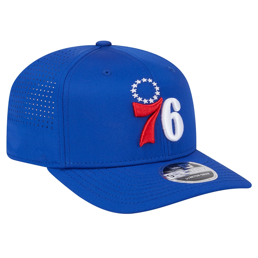 Men's New Era Royal Philadelphia 76ers Adventure Perform COOLERA 9SEVENTY Stretch-Snap Adjustable Hat