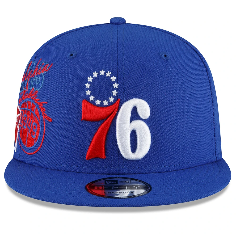Men's New Era Royal Philadelphia 76ers - Back Half 9FIFTY Snapback Adjustable Hat