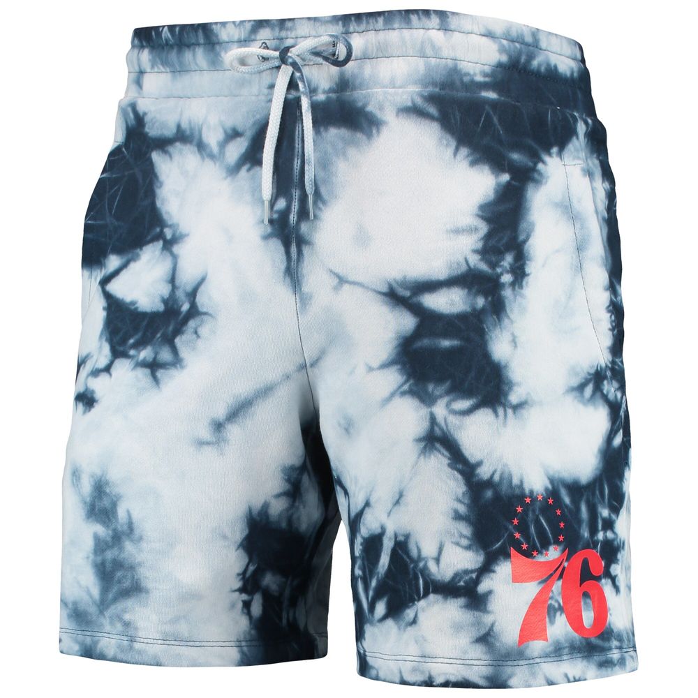 Men's New Era Royal Philadelphia 76ers Fleece Tie-Dye Shorts