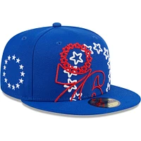 Men's New Era  Royal Philadelphia 76ers Game Day Hollow Logo Mashup 59FIFTY Fitted Hat