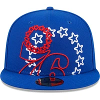 Men's New Era  Royal Philadelphia 76ers Game Day Hollow Logo Mashup 59FIFTY Fitted Hat