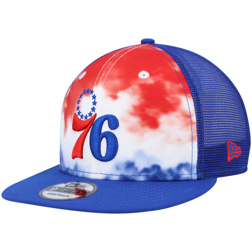 Men's New Era Royal Philadelphia 76ers Hazy Trucker 9FIFTY Snapback Hat