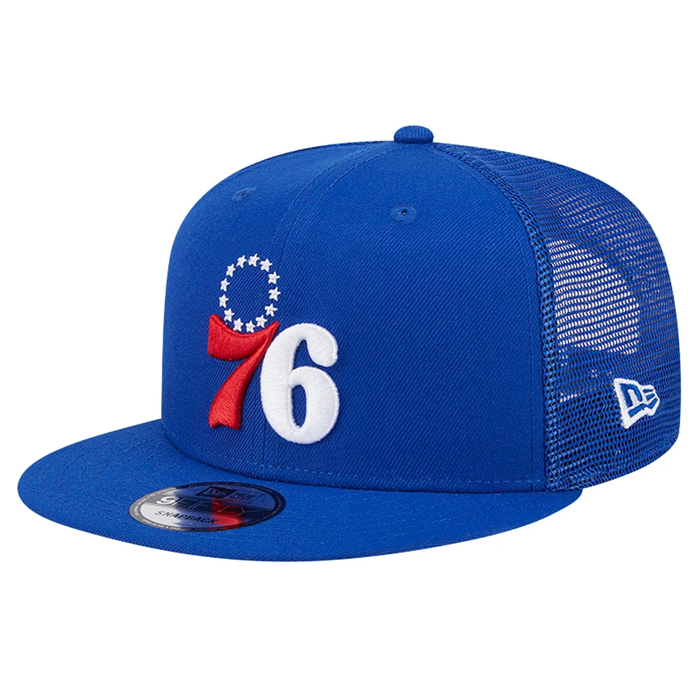 Men's New Era Royal Philadelphia 76ers Meshback 9FIFTY Snapback Hat