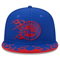 Men's New Era Royal Philadelphia 76ers  Rally Drive Flames 9FIFTY Snapback Hat