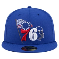 Men's New Era Royal Philadelphia 76ers State Stitch 59FIFTY Fitted Hat