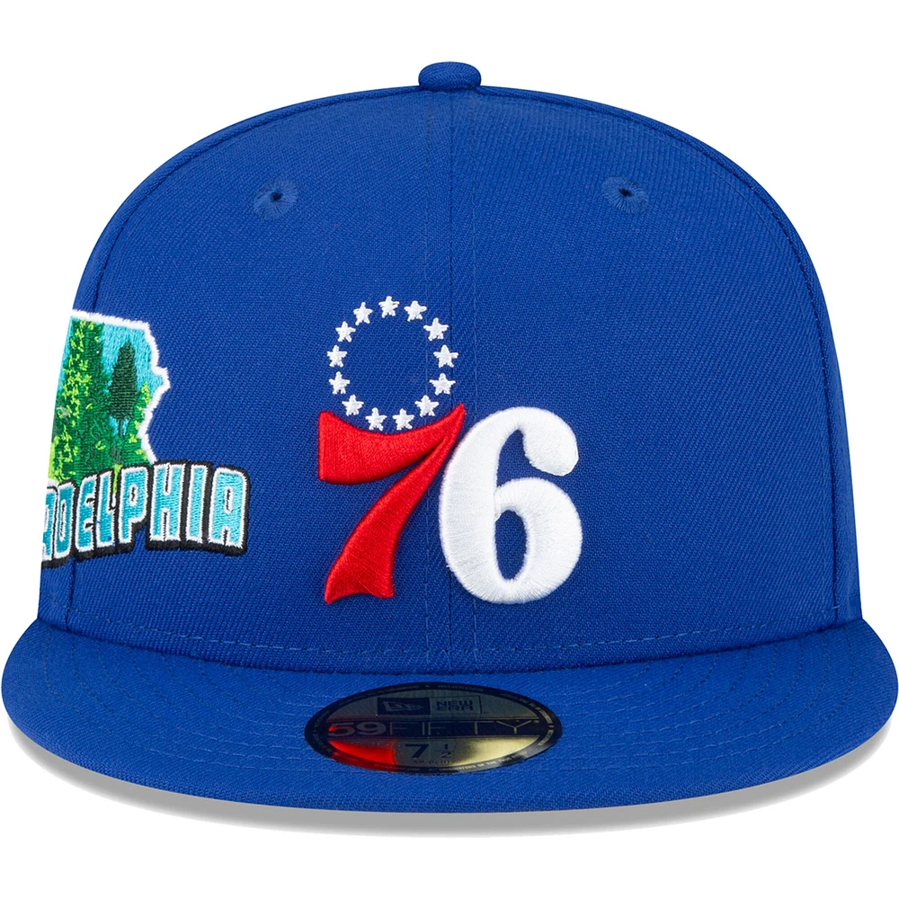 Casquette ajustée New Era Royal Philadelphia 76ers Stateview 59FIFTY pour homme