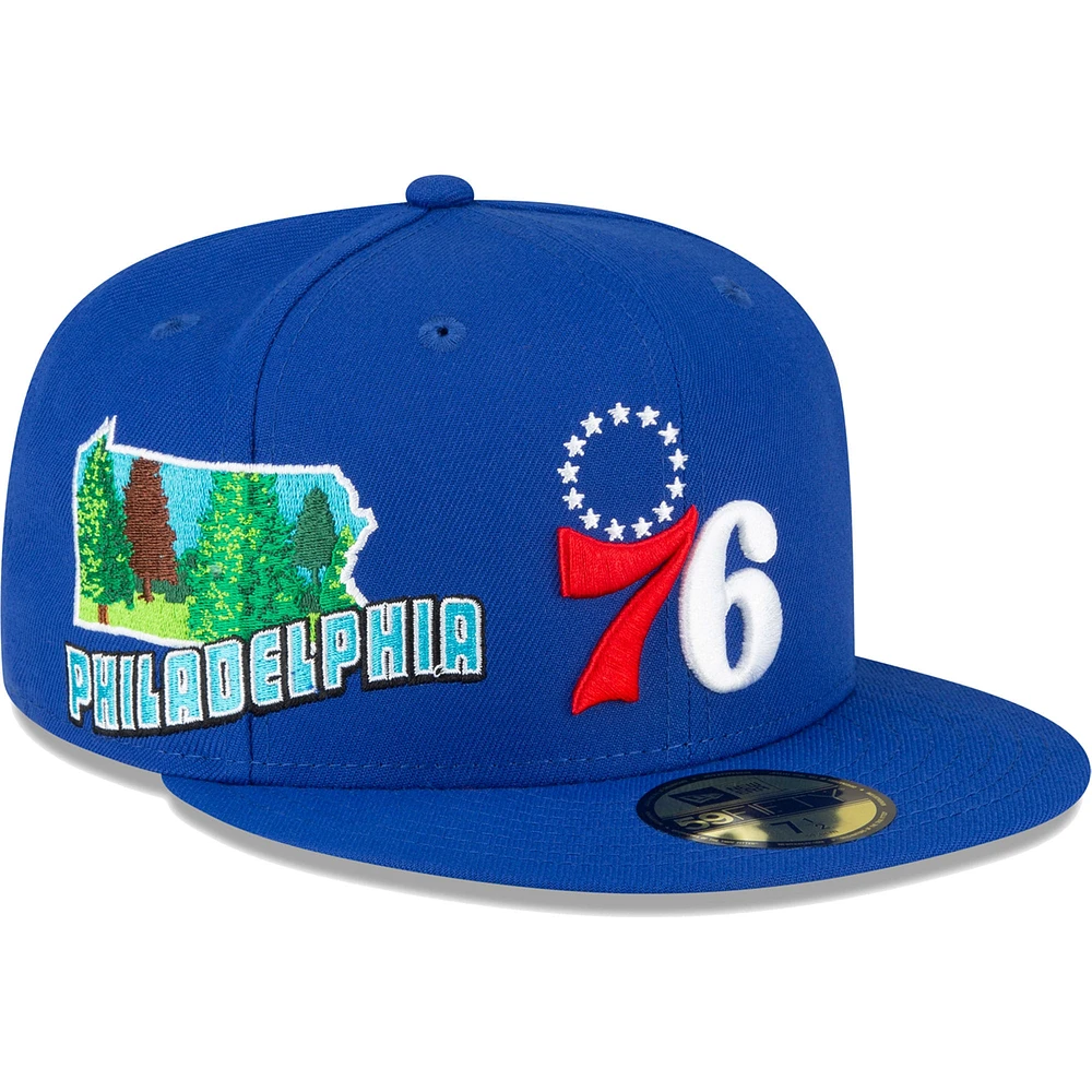 Men's New Era Royal Philadelphia 76ers Stateview 59FIFTY Fitted Hat