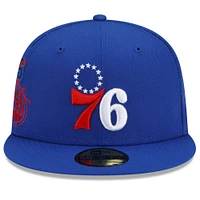 Casquette ajustée 59FIFTY Back Half des Philadelphia 76ers New Era pour homme, bleu