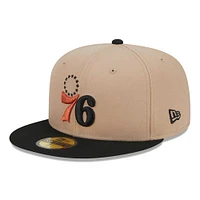 Men's New Era Tan/Black Burnt Orange Logo 2-Tone 59FIFTY Fitted Hat