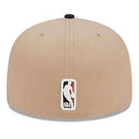 Men's New Era Tan/Black Burnt Orange Logo 2-Tone 59FIFTY Fitted Hat