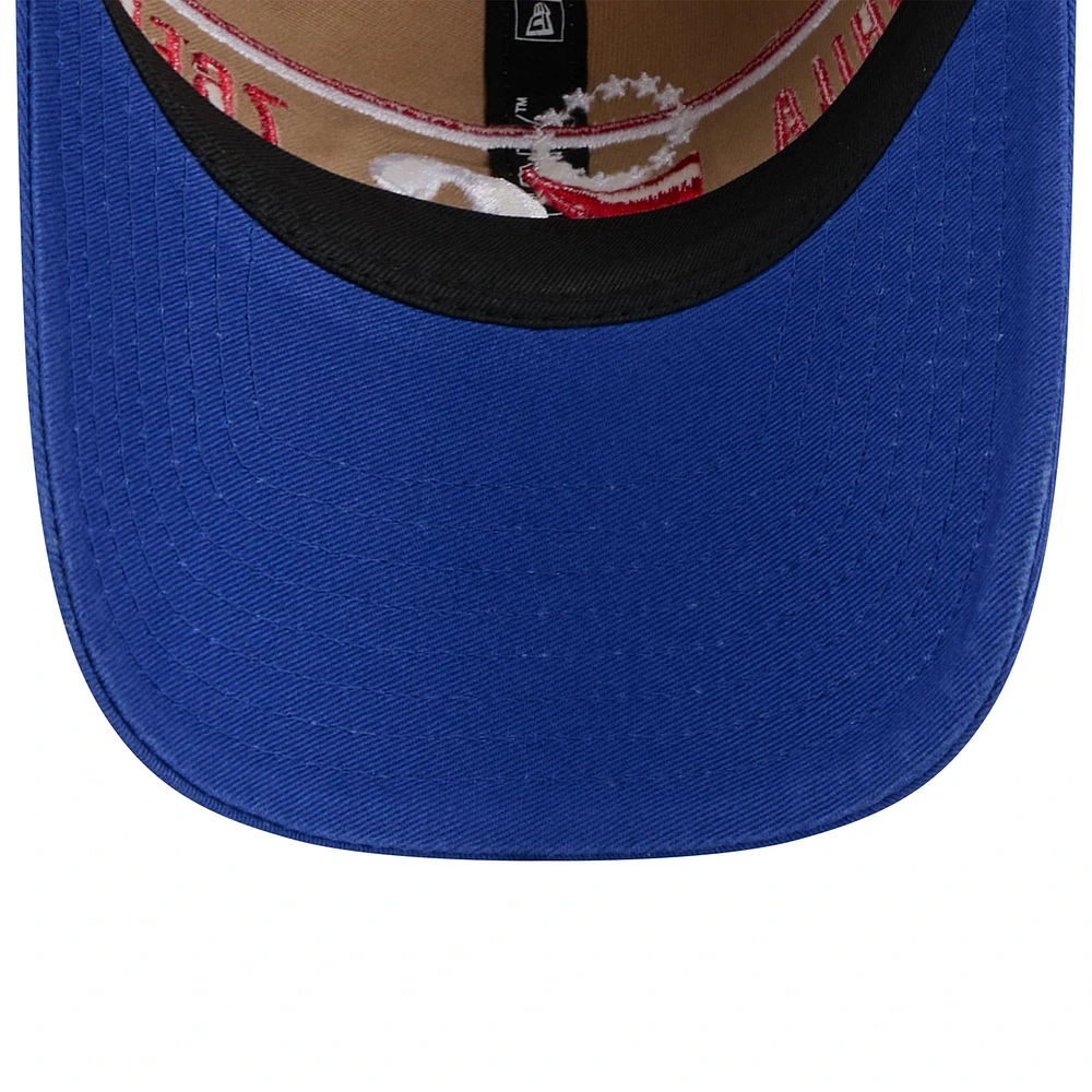 Casquette réglable New Era beige/Royal Philadelphia 76ers 2024 NBA Draft 9TWENTY pour hommes