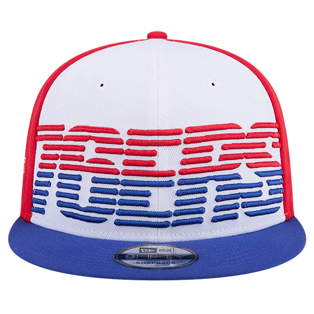 Men's New Era White/Royal Philadelphia 76ers Throwback Gradient Tech Font 9FIFTY Snapback Hat