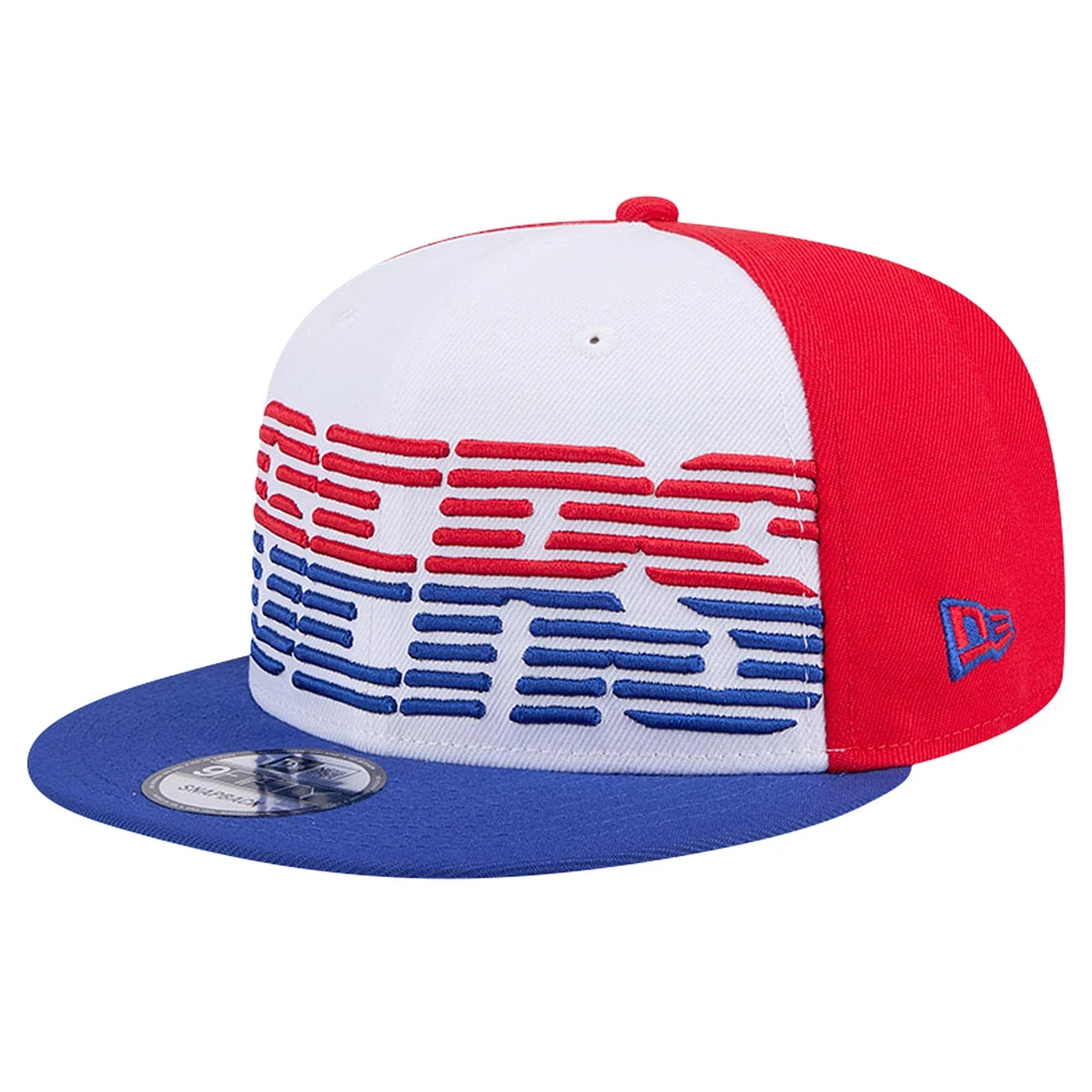 Casquette Snapback 9FIFTY New Era pour hommes des Philadelphia 76ers Throwback Gradient Tech Font blanc/royal