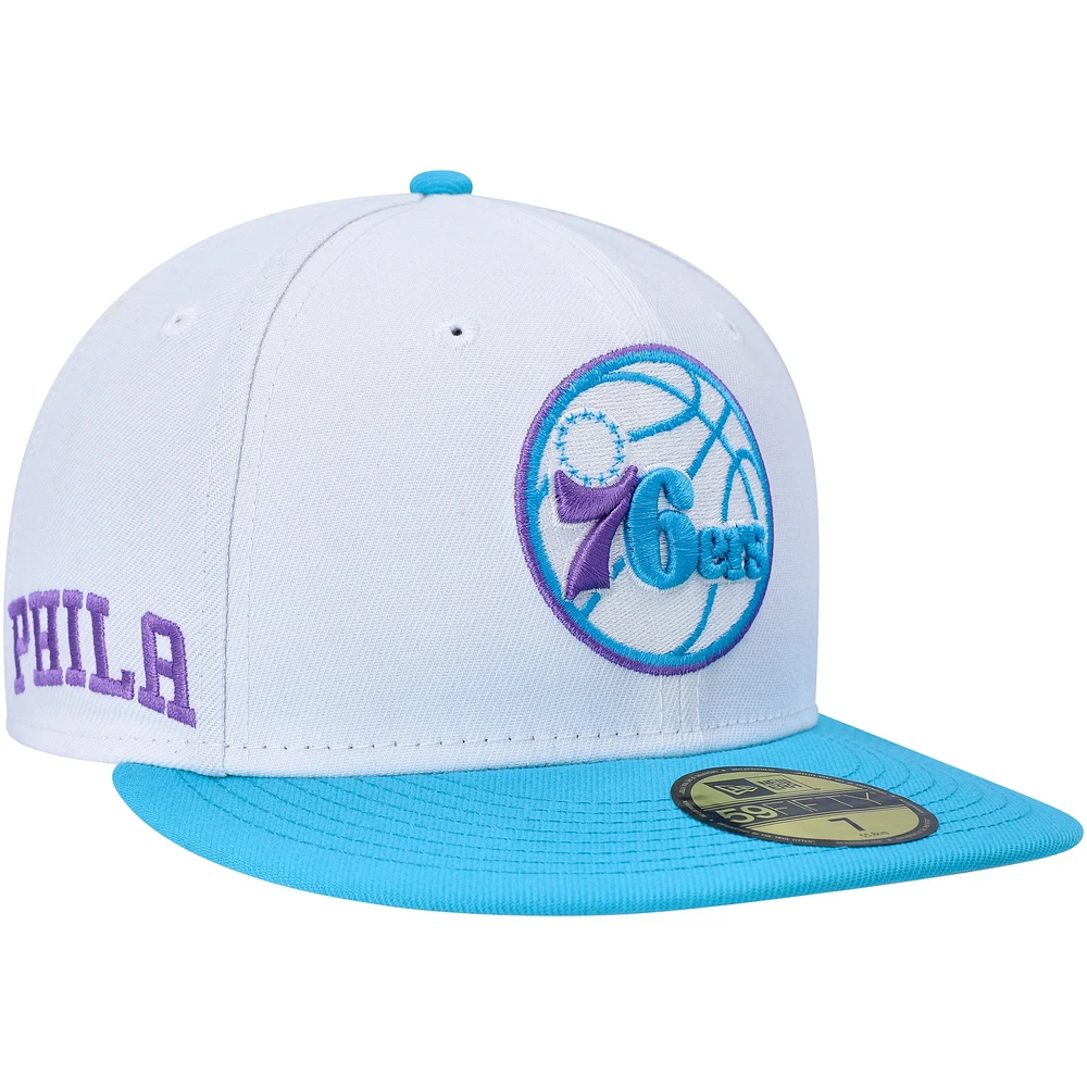 Casquette ajustée 59FIFTY avec écusson latéral bleu vice Philadelphia 76ers New Era pour homme