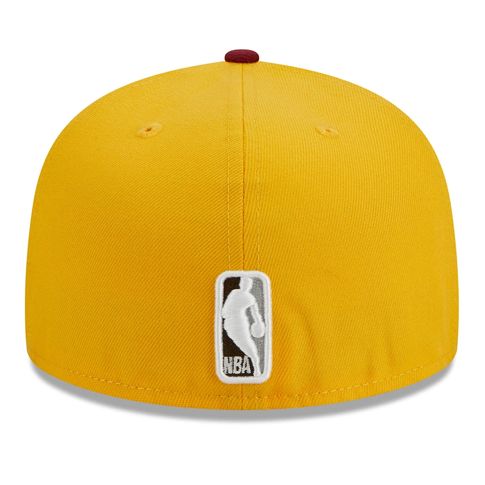 Casquette ajustée 59FIFTY bicolore New Era des Philadelphia 76ers Fall Leaves pour hommes, jaune/rouge