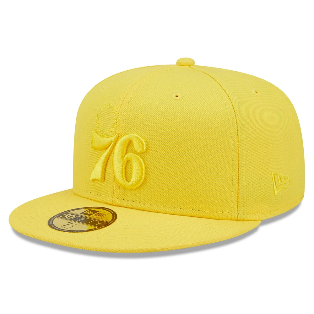 Men's New Era Yellow Philadelphia 76ers Color Pack 59FIFTY Fitted Hat