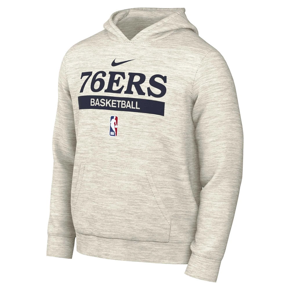 Men's Nike Ash Philadelphia 76ers 2022/23 Spotlight On-Court Practice Performance Pullover Hoodie