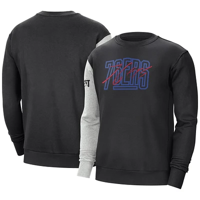 Men's Nike Black/Heather Gray Philadelphia 76ers Courtside Versus Force & Flight Pullover Sweatshirt