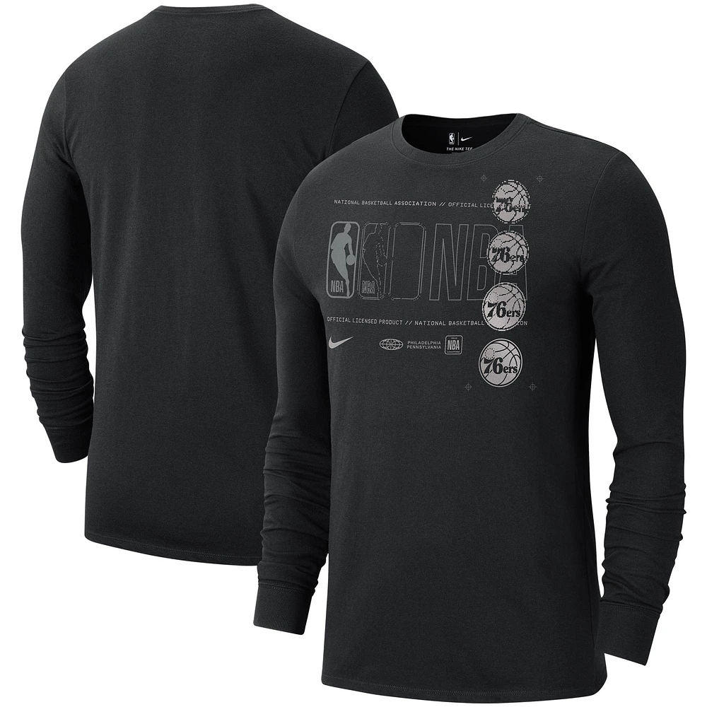 Men's Nike Black Philadelphia 76ers Courtside Chrome Long Sleeve T-Shirt