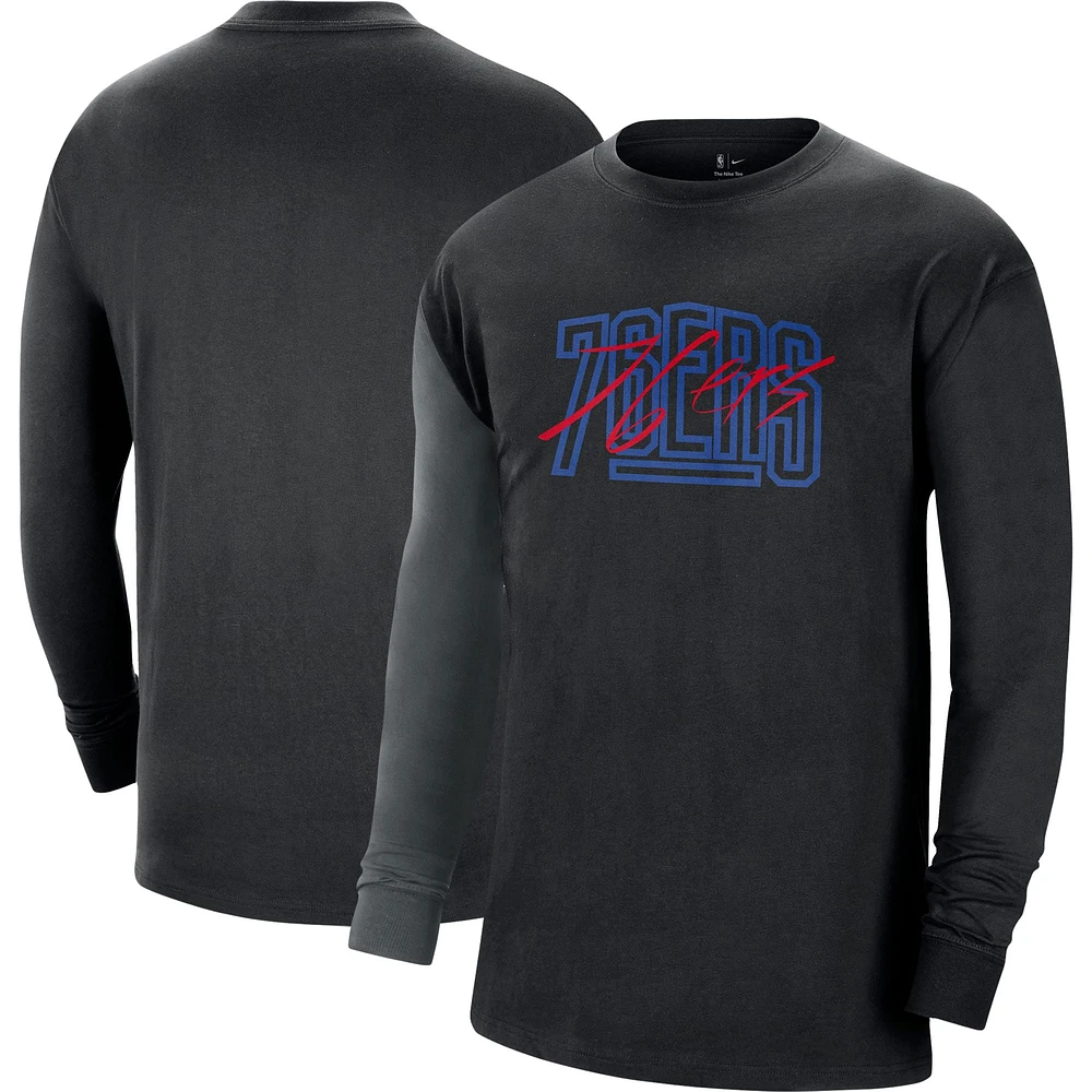 T-shirt à manches longues Nike Philadelphia 76ers Courtside Versus Flight MAX90 pour homme, noir