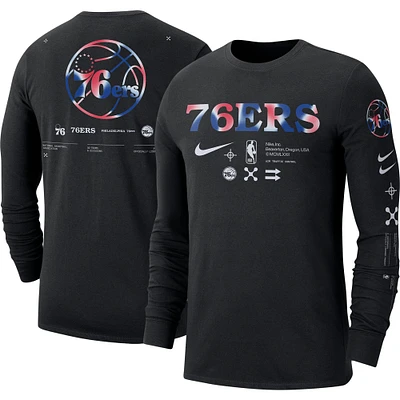 T-shirt à manches longues Nike Philadelphia 76ers Essential Air Traffic Control pour homme, noir