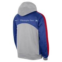 Sweat à capuche Nike pour hommes, gris/Royal Philadelphia 76ers Authentic Starting Five Force Performance