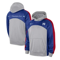 Men's Nike Gray/Royal Philadelphia 76ers Authentic Starting Five Force Performance Pullover Hoodie