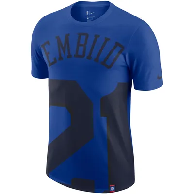 T-shirt surdimensionné Nike Joel Embiid Royal Philadelphia 76ers avec nom et numéro pour homme