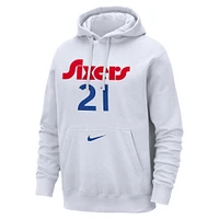 Men's Nike Joel Embiid White Philadelphia 76ers 2024/25 City Edition Name & Number Pullover Hoodie