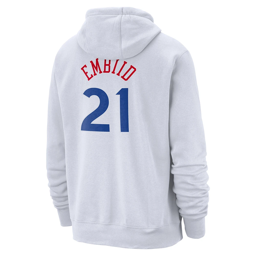 Men's Nike Joel Embiid White Philadelphia 76ers 2024/25 City Edition Name & Number Pullover Hoodie