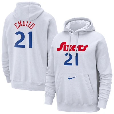 Men's Nike Joel Embiid White Philadelphia 76ers 2024/25 City Edition Name & Number Pullover Hoodie