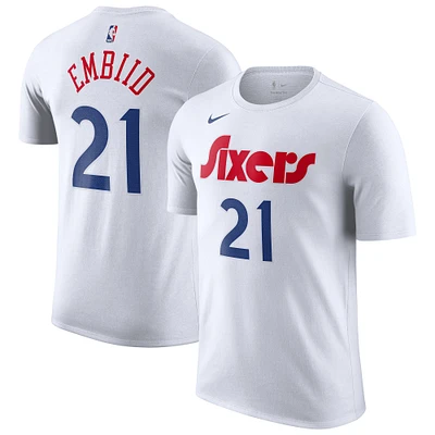 T-shirt Nike Joel Embiid pour homme, édition City 2024/25, avec nom et numéro, blanc, Philadelphia 76ers