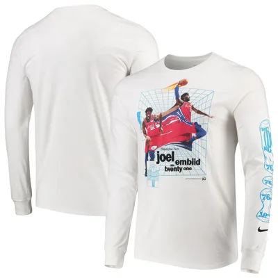 Joel Embiid Philadelphia 76ers Nike Time Warp Long Sleeve T-Shirt - White