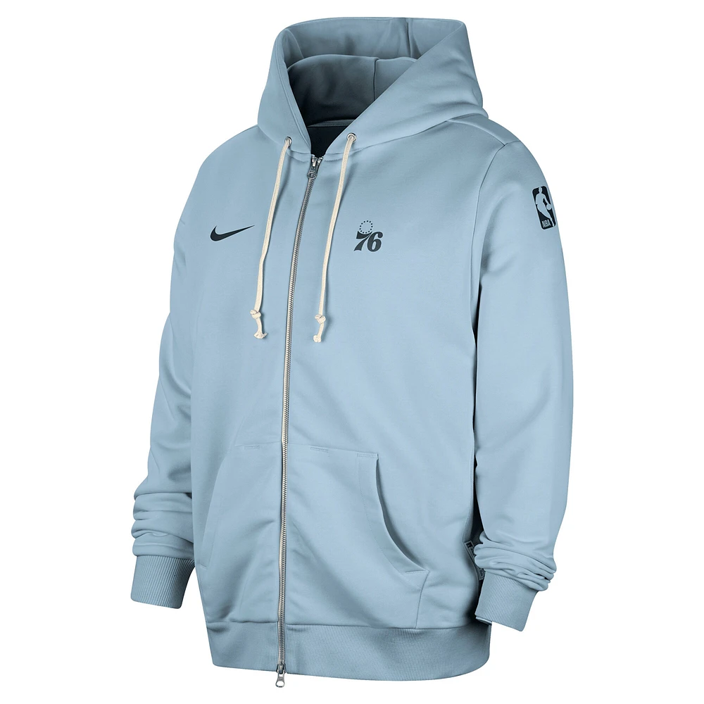 Veste à capuche entièrement zippée Nike Philadelphia 76ers Authentic Standard Issue bleu clair pour homme