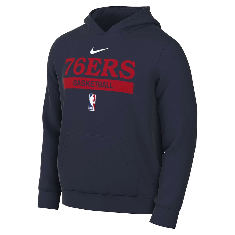 Men's Nike Navy Philadelphia 76ers 2022/23 Spotlight On-Court Practice Performance Pullover Hoodie