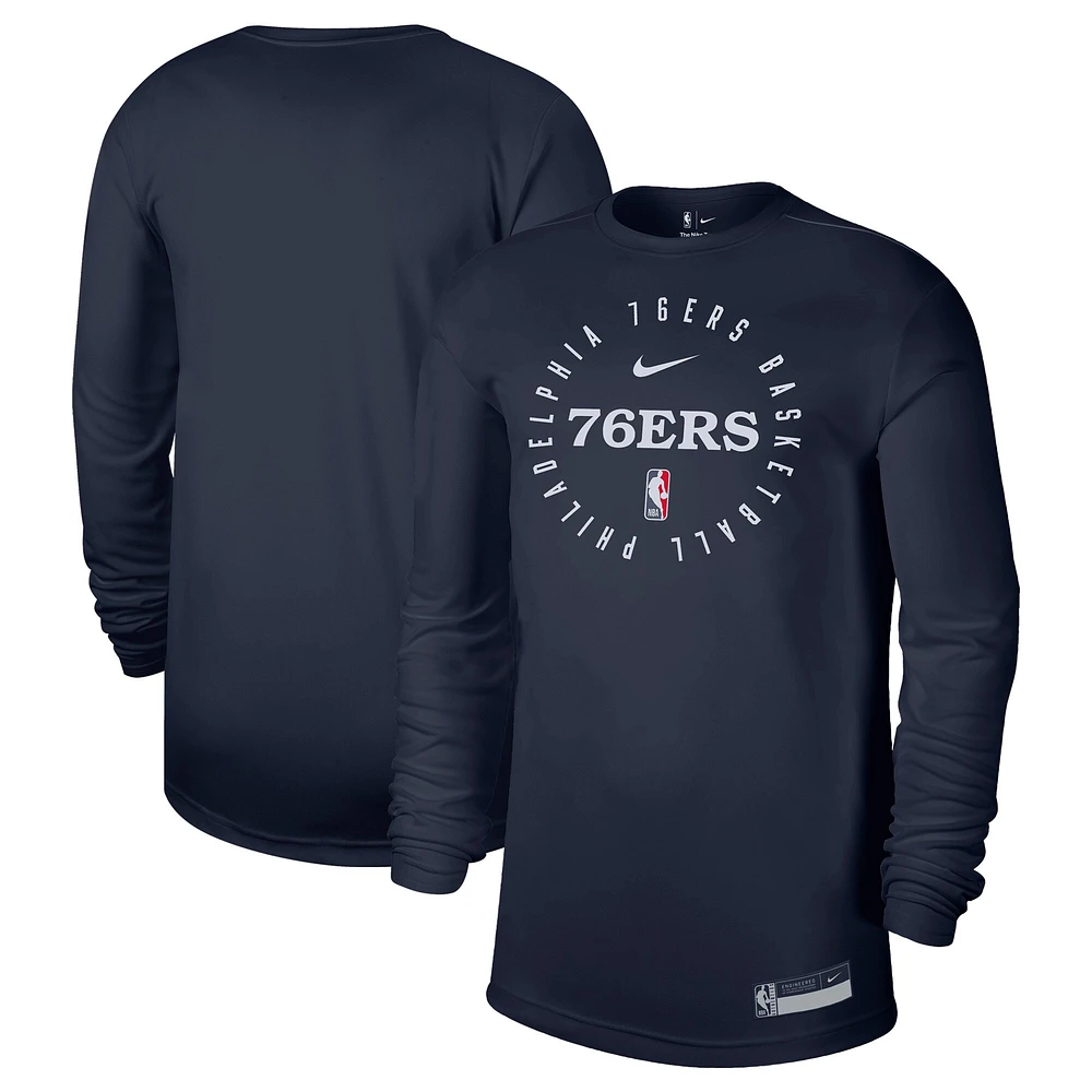 Men's Nike Navy Philadelphia 76ers 2024/25 Legend On-Court Practice Long Sleeve T-Shirt