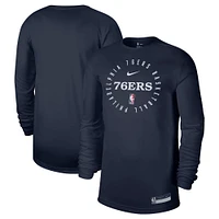 Men's Nike Navy Philadelphia 76ers 2024/25 Legend On-Court Practice Long Sleeve T-Shirt