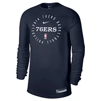 Men's Nike Navy Philadelphia 76ers 2024/25 Legend On-Court Practice Long Sleeve T-Shirt