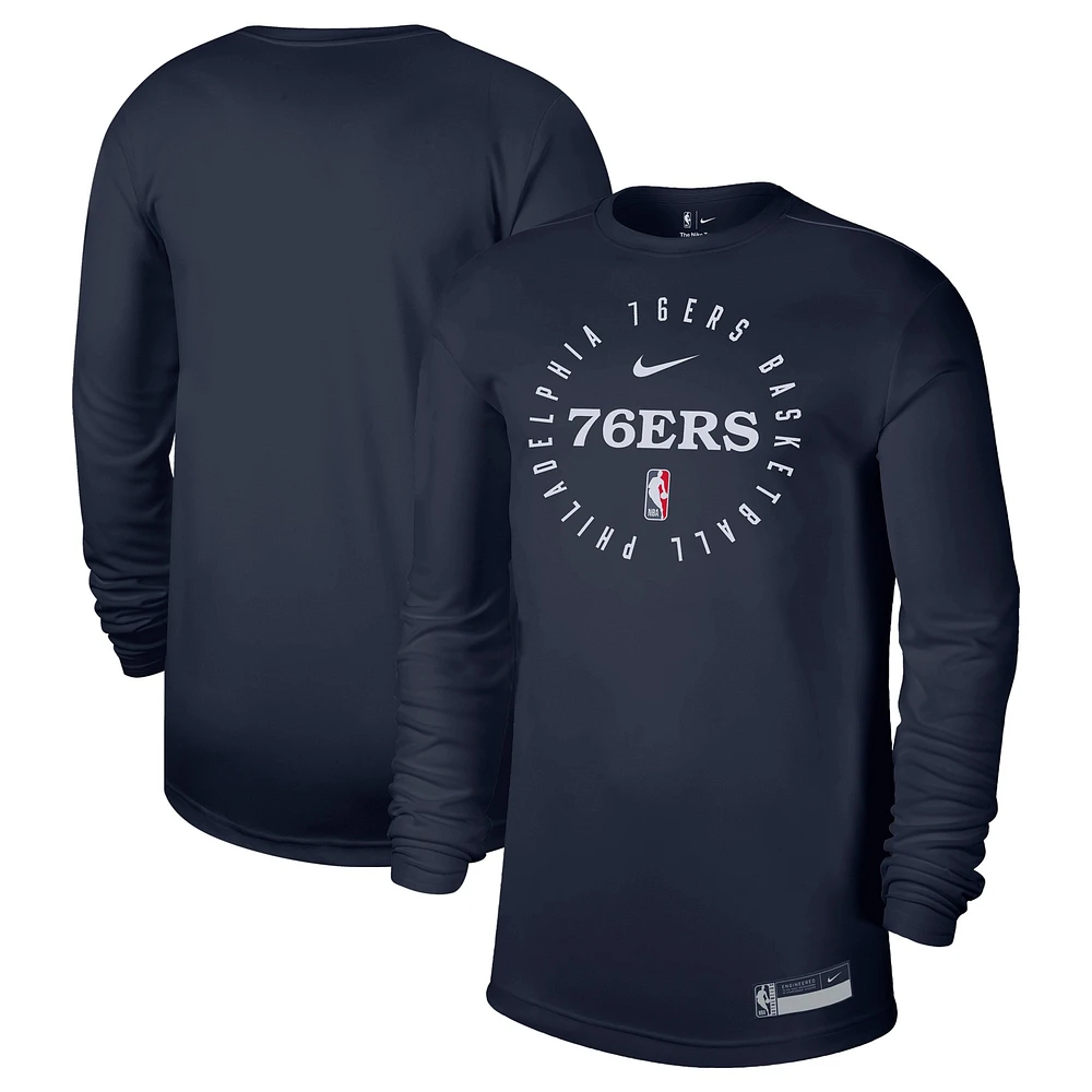 Men's Nike Navy Philadelphia 76ers 2024/25 Legend On-Court Practice Long Sleeve T-Shirt