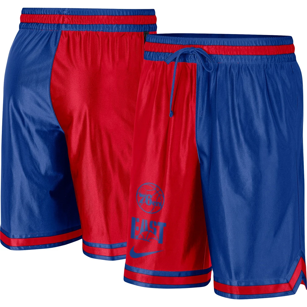 Men's Nike Royal/Red Philadelphia 76ers Courtside Versus Force Split DNA Performance Shorts