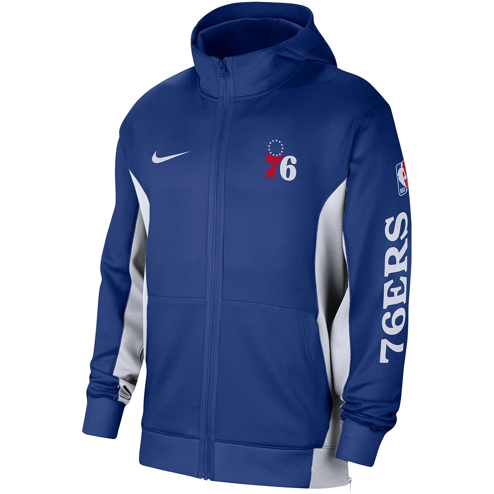 Sweat à capuche entièrement zippé Nike Royal Philadelphia 76ers 2023/24 Authentic Showtime Performance pour homme