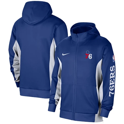 Sweat à capuche entièrement zippé Nike Royal Philadelphia 76ers 2023/24 Authentic Showtime Performance pour homme