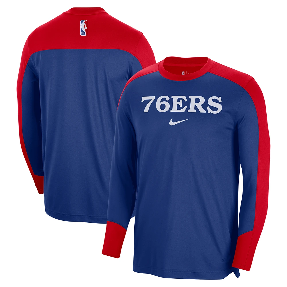 Men's Nike Royal Philadelphia 76ers 2024/25 Authentic Pre-Game Legend Long Sleeve Shooting Shirt