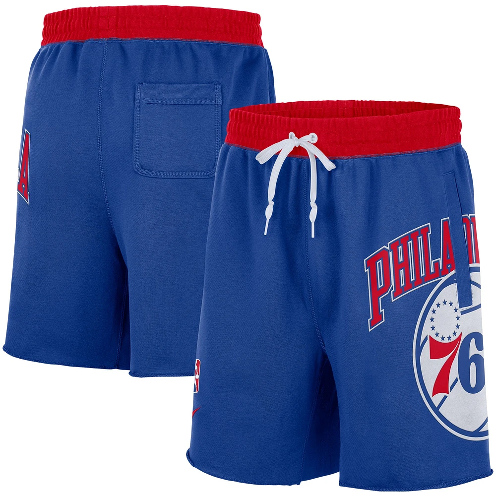 Short Nike Royal Philadelphia 76ers 75th Anniversary Courtside Fleece pour Homme