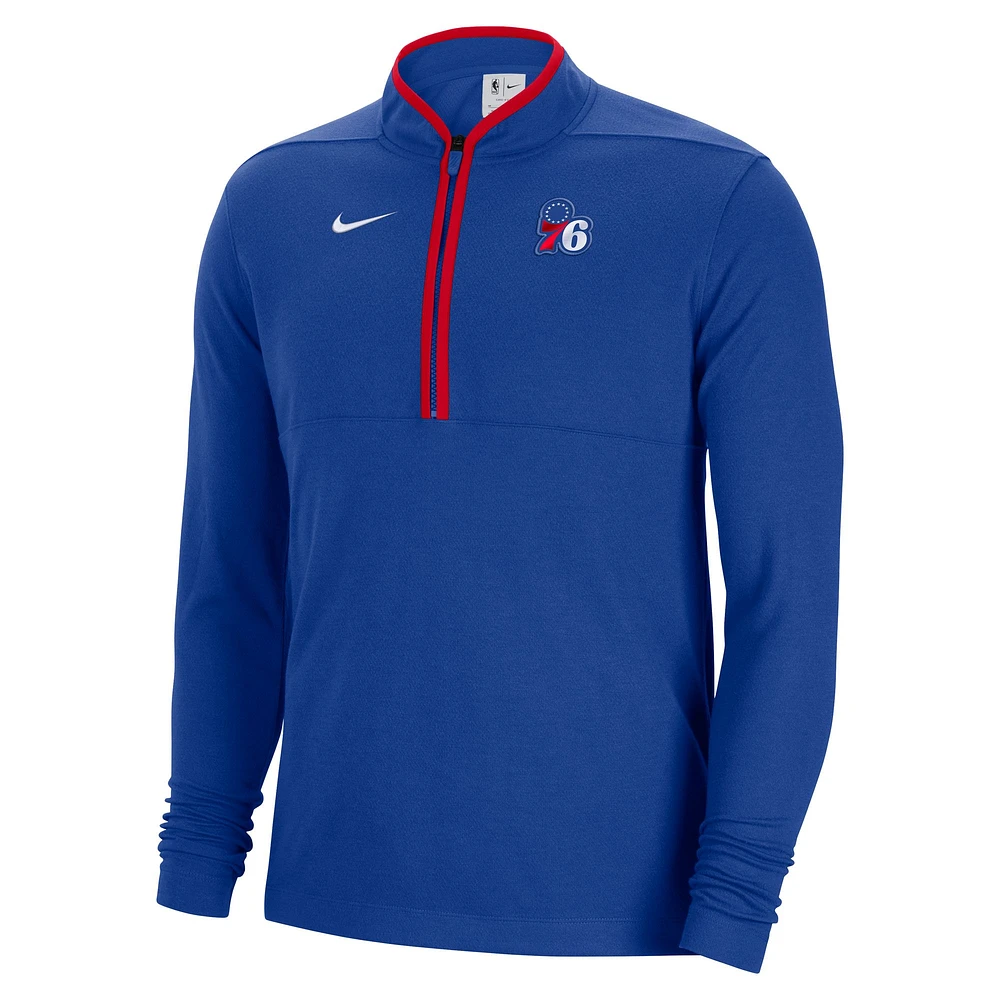 Haut à demi-glissière Nike Royal Philadelphia 76ers Authentic Performance pour Homme