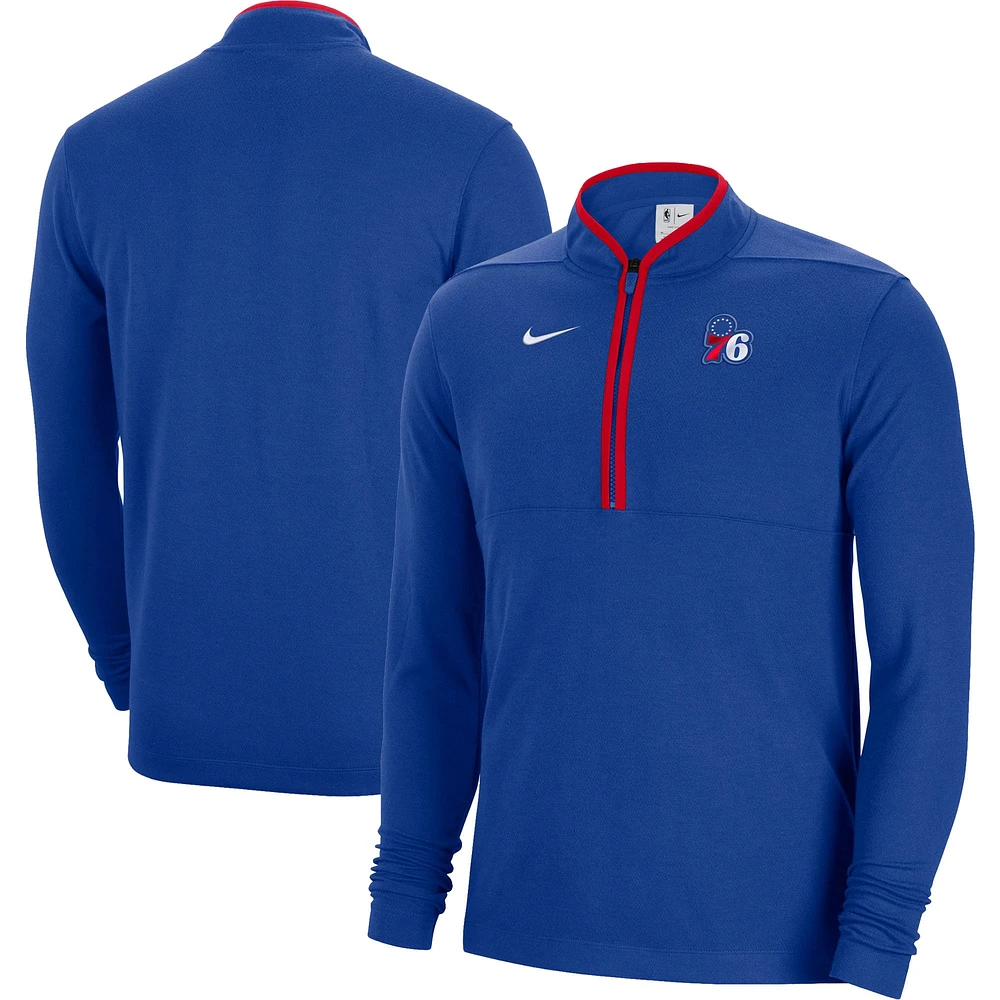 Haut à demi-glissière Nike Royal Philadelphia 76ers Authentic Performance pour Homme