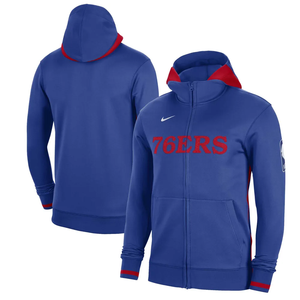 Sweat à capuche entièrement zippé Nike Royal Philadelphia 76ers Authentic Showtime Performance pour Homme