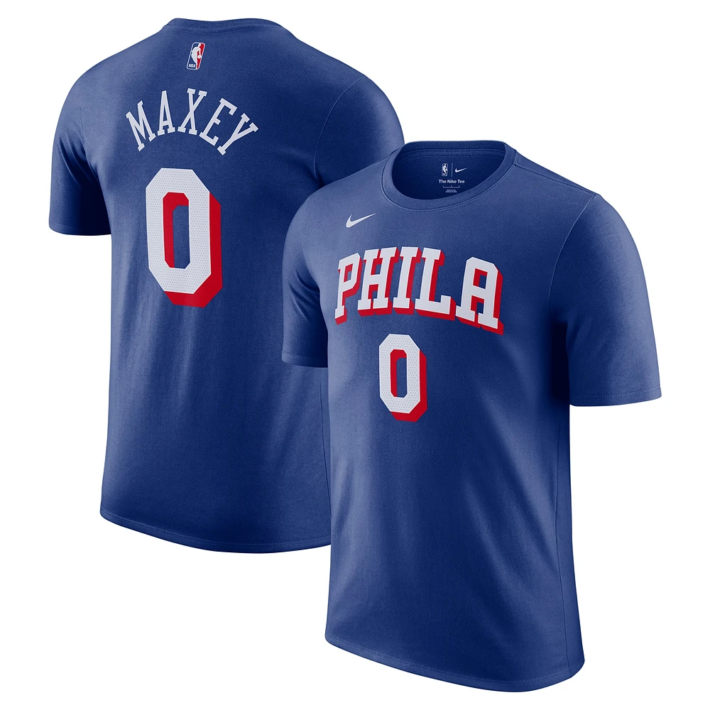 T-shirt Nike Tyrese Maxey Royal Philadelphia 76ers Icon Edition pour homme avec nom et numéro