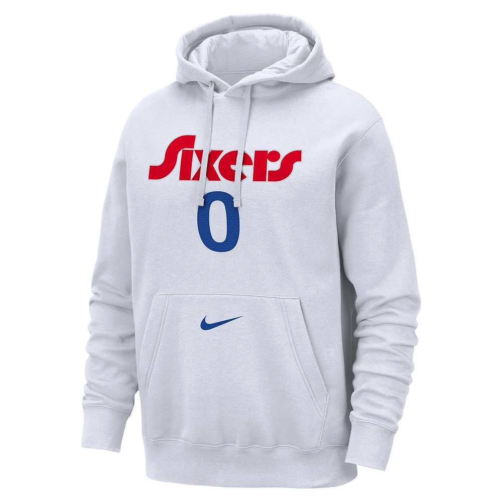 Men's Nike Tyrese Maxey White Philadelphia 76ers 2024/25 City Edition Name & Number Pullover Hoodie